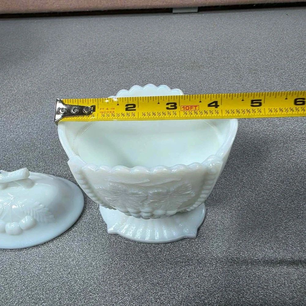 Westmoreland Milk Glass Sugar Bowl White Excellent Paneled Grape Milk Glass Lid